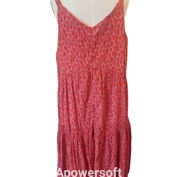 Anthropologie Joie Tea Rose Pink Sleeveless Ikat Tiered Ruffle Maxi Dress sz xxl - Picture 5 of 8